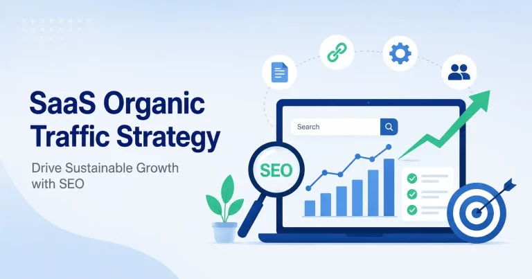 SaaS organic traffic strategy showing SEO, content marketing, and sustainable growth techniques for SaaS companies.