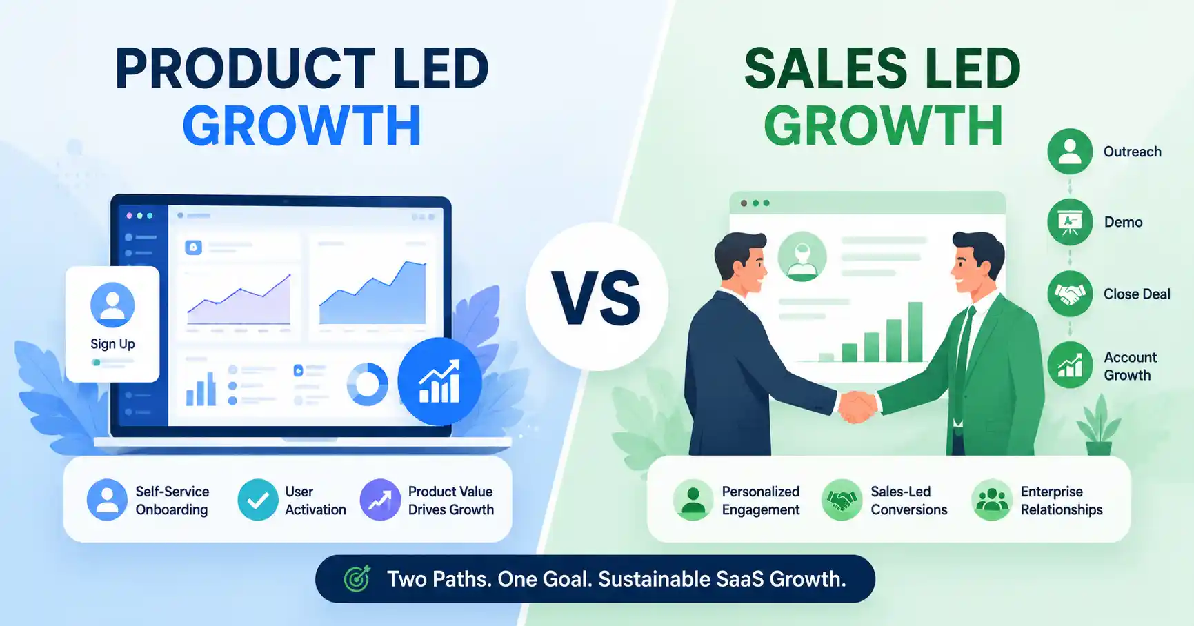 Product led vs sales led SaaS growth comparison