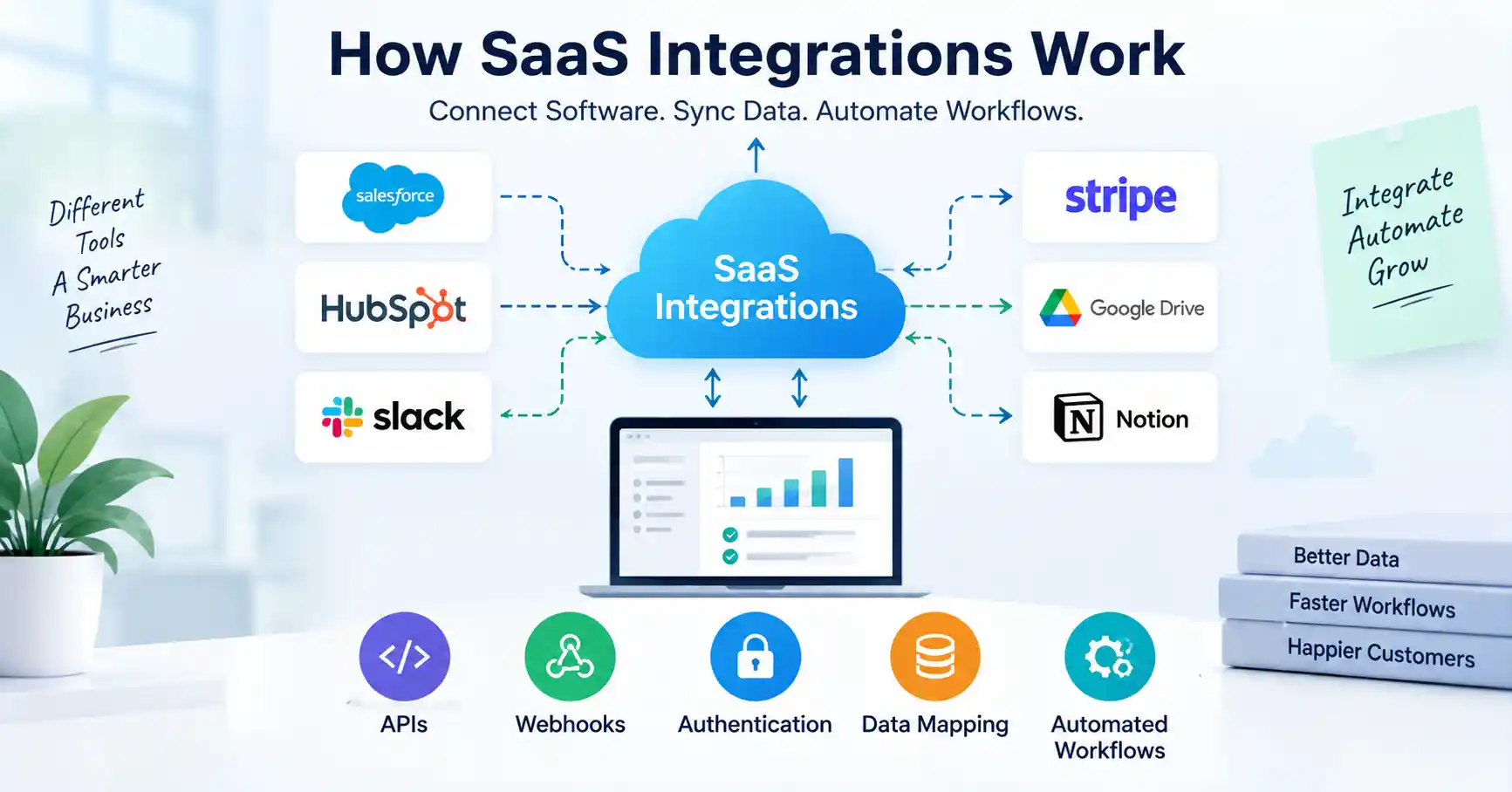 How SaaS integrations work with APIs and webhooks