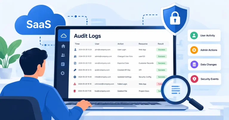 SaaS audit logs showing user activity and security events