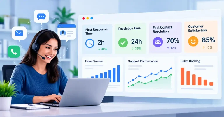 SaaS customer support metrics and KPIs dashboard