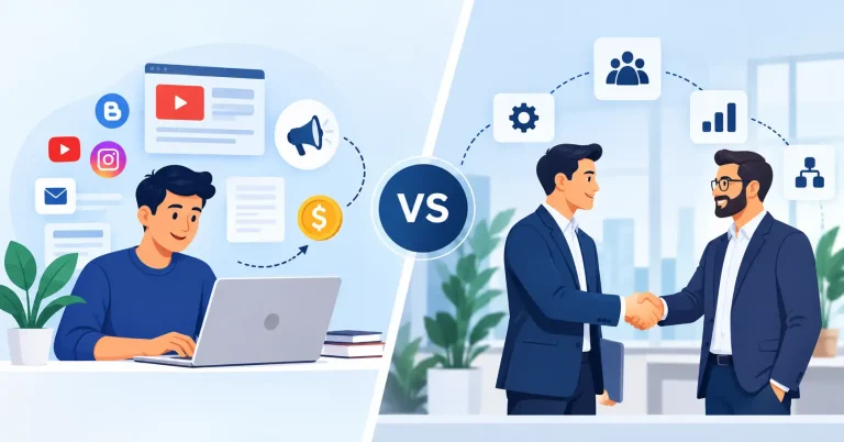 SaaS affiliate program vs partner program comparison showing affiliate promotion and business partnerships